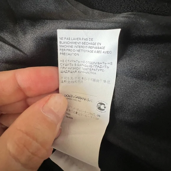 Dolce & Gabbana Black Wool Crepe Contrast Trim Detail Button Front Coat Size 46 - Picture 12 of 16